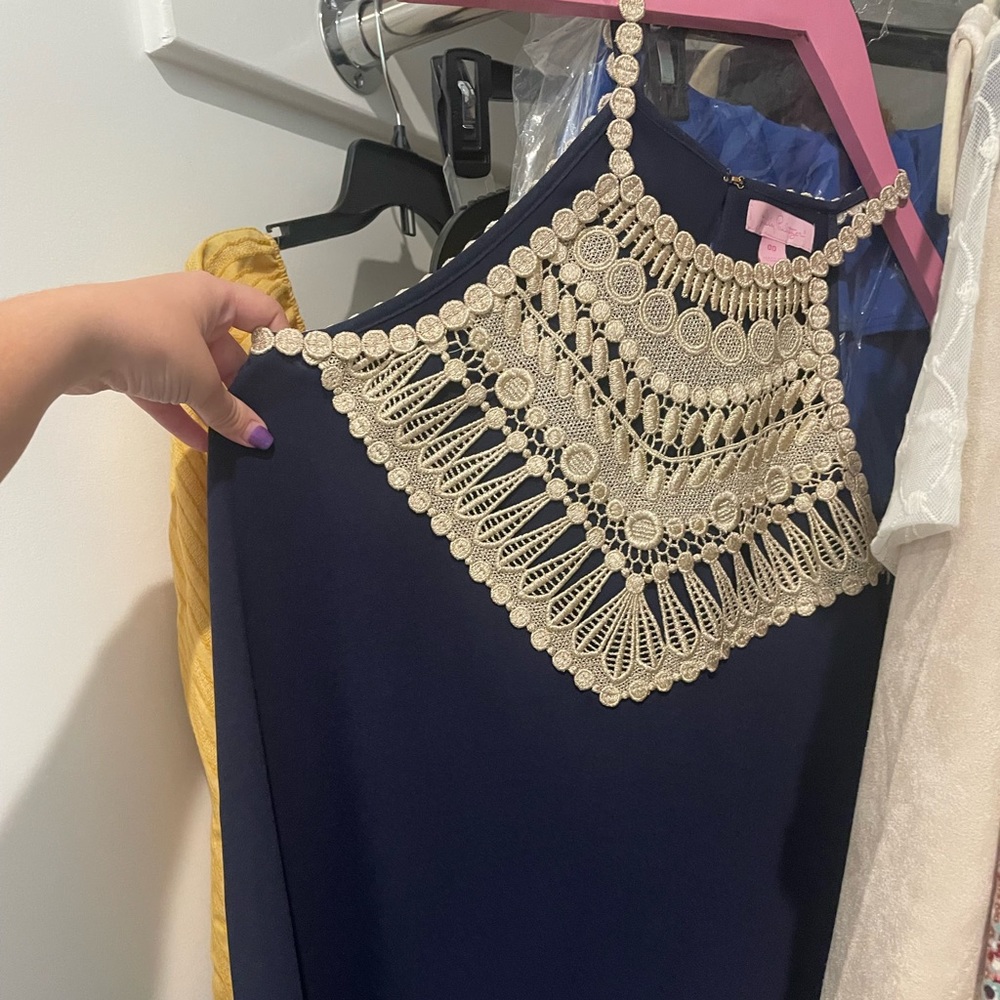 Lily Pulitzer 00 navy and gold dress